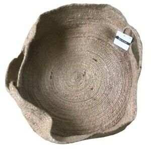 Round Floppy Jute Basket Tray Handles Carry India Decor Market Garden 15" NEW
